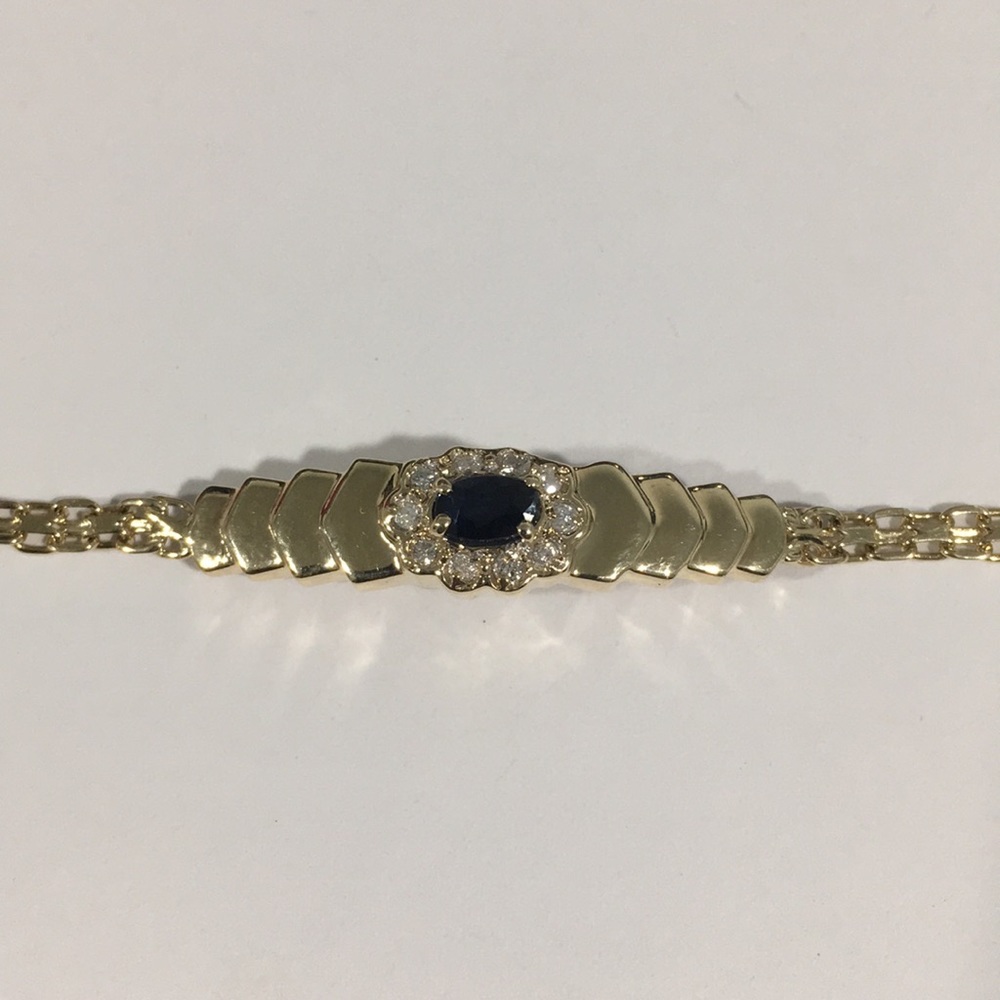 14k Yellow Gold Diamond 💎 & Sapphire Bracelet - Picture 2 of 6